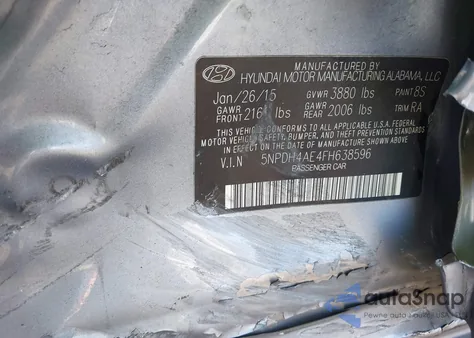 2015 Hyundai Elantra Se из США, поврежденный, VIN 5NPDH4AE4FH638596